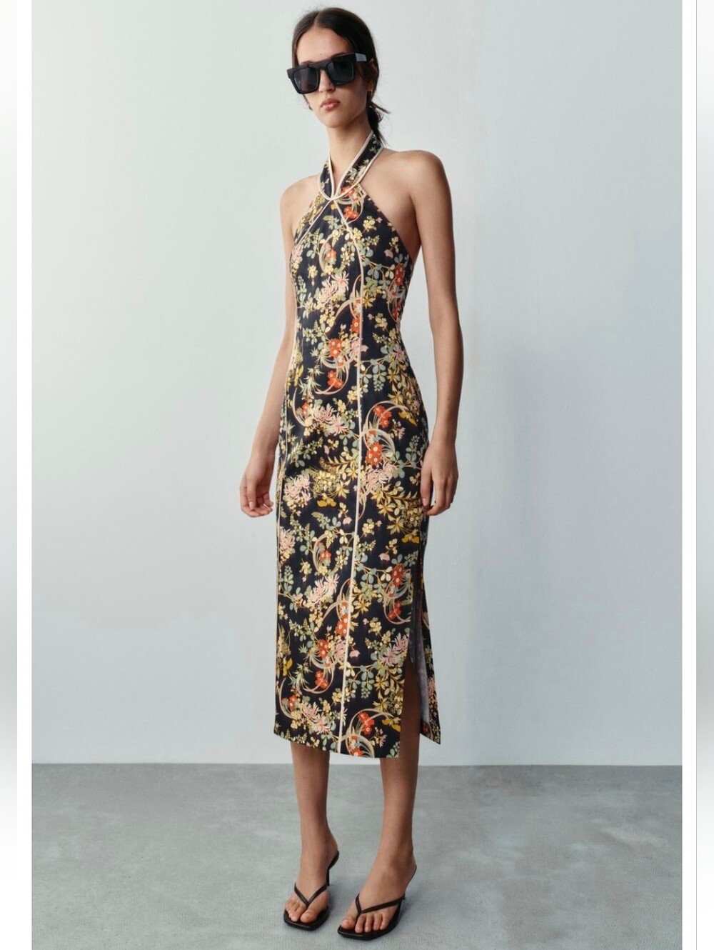 ZARA PRINTED HALTER DRESS